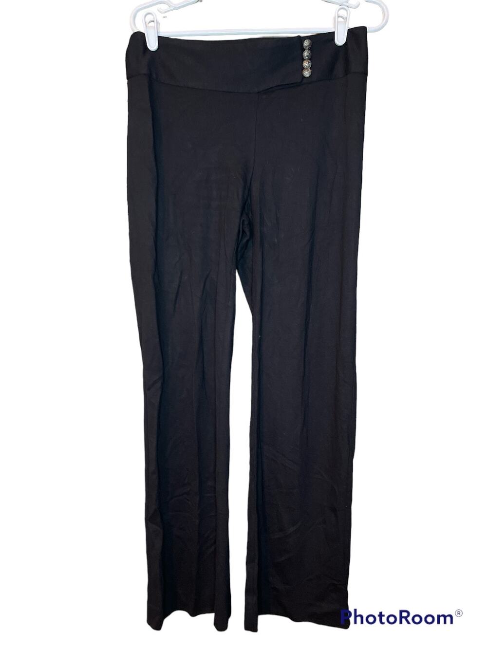 Alfani Petite Black Button Detail Pull On Dress Pants Trousers Slacks Size 8P